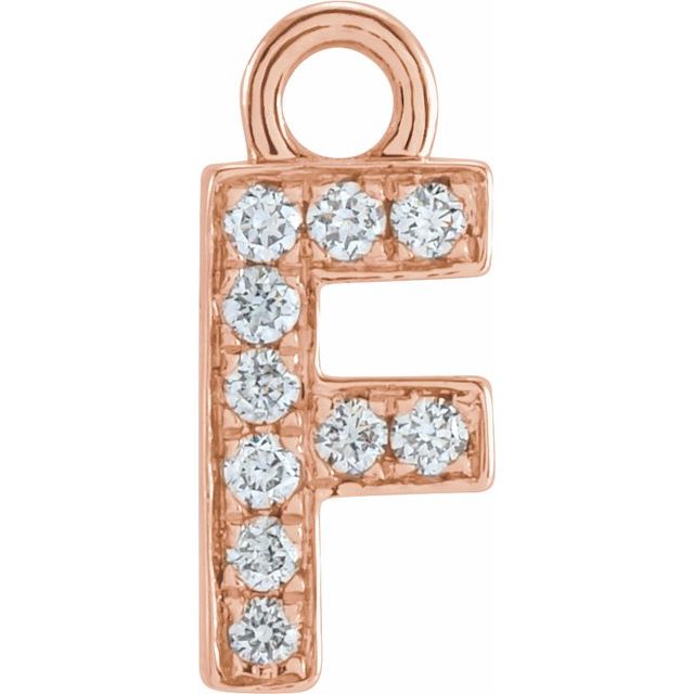 14K Yellow Or White Or Rose Gold Round I1, H+ Polished Natural Diamond Initial Dangle