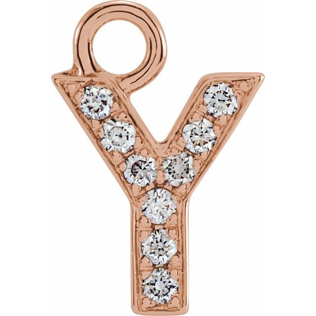 14K Yellow Or White Or Rose Gold Round I1, H+ Polished Natural Diamond Initial Dangle