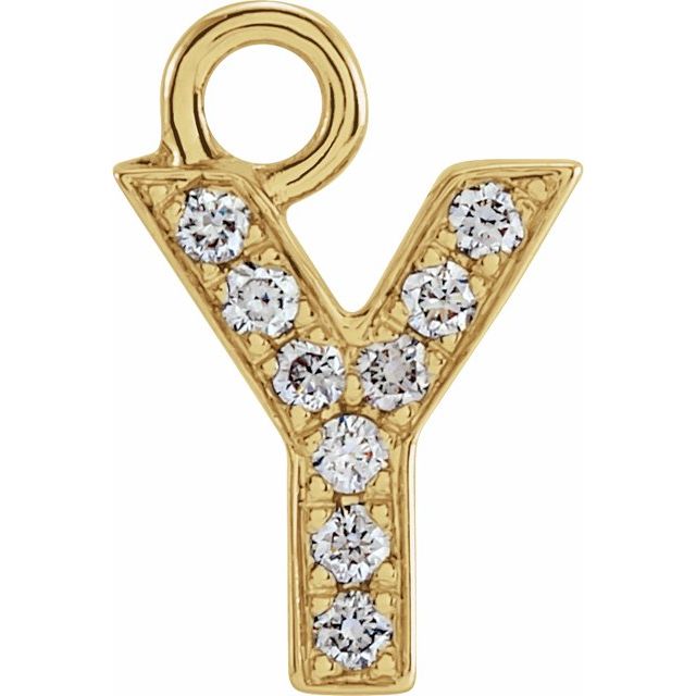 14K Yellow Or White Or Rose Gold Round I1, H+ Polished Natural Diamond Initial Dangle
