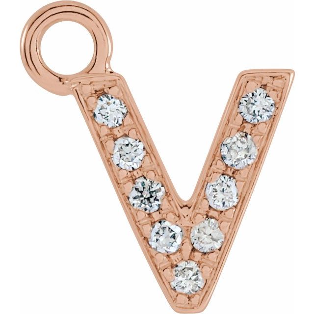 14K Yellow Or White Or Rose Gold Round I1, H+ Polished Natural Diamond Initial Dangle
