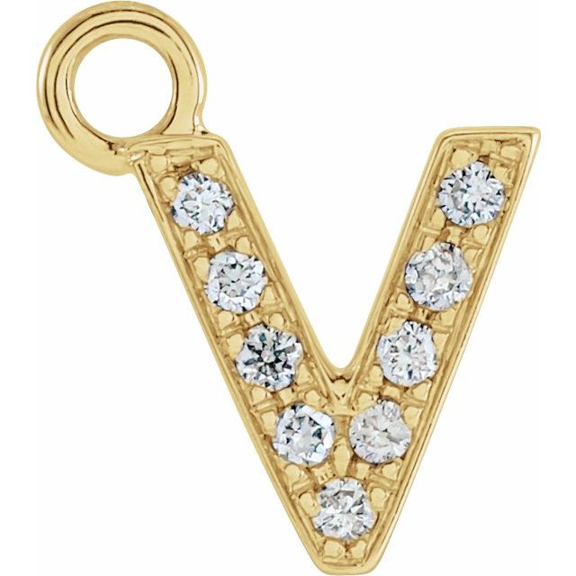 14K Yellow Or White Or Rose Gold Round I1, H+ Polished Natural Diamond Initial Dangle