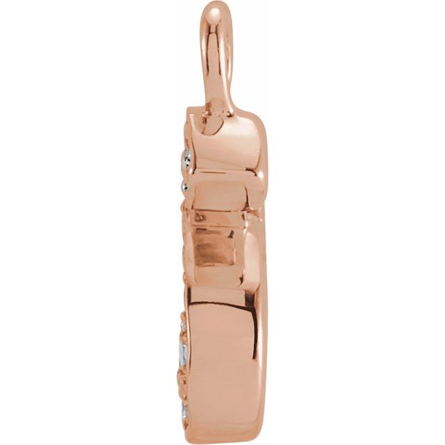 14K Yellow Or White Or Rose Gold Round I1, H+ Polished Natural Diamond Initial Dangle
