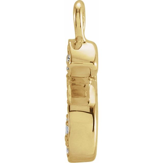 14K Yellow Or White Or Rose Gold Round I1, H+ Polished Natural Diamond Initial Dangle