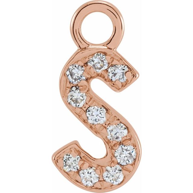 14K Yellow Or White Or Rose Gold Round I1, H+ Polished Natural Diamond Initial Dangle