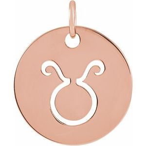 14K Yellow Or Rose Gold Or Sterling Silver Polished Round Zodiac Pendant