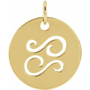 14K Yellow Or Rose Gold Or Sterling Silver Polished Round Zodiac Pendant