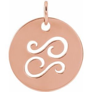 14K Yellow Or Rose Gold Or Sterling Silver Polished Round Zodiac Pendant