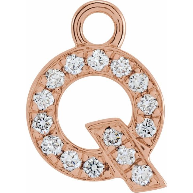 14K Yellow Or White Or Rose Gold Round I1, H+ Polished Natural Diamond Initial Dangle