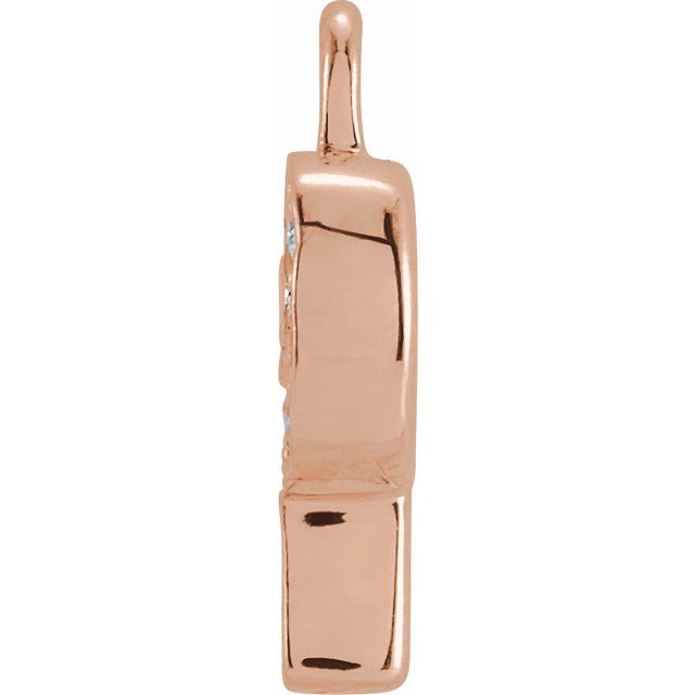 14K Yellow Or White Or Rose Gold Round I1, H+ Polished Natural Diamond Initial Dangle