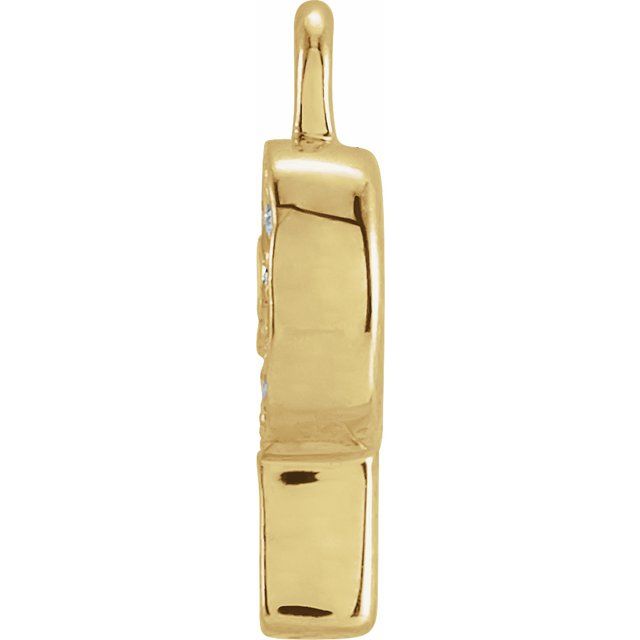 14K Yellow Or White Or Rose Gold Round I1, H+ Polished Natural Diamond Initial Dangle