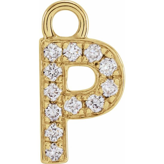 14K Yellow Or White Or Rose Gold Round I1, H+ Polished Natural Diamond Initial Dangle