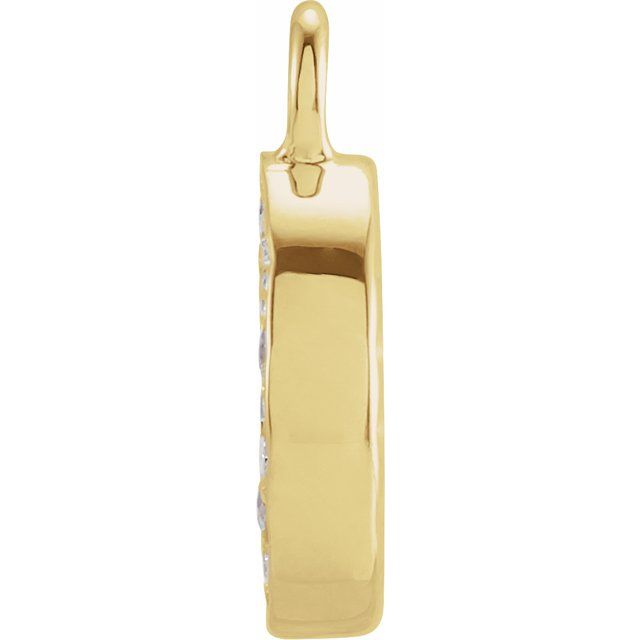 14K Yellow Or White Or Rose Gold Round I1, H+ Polished Natural Diamond Initial Dangle