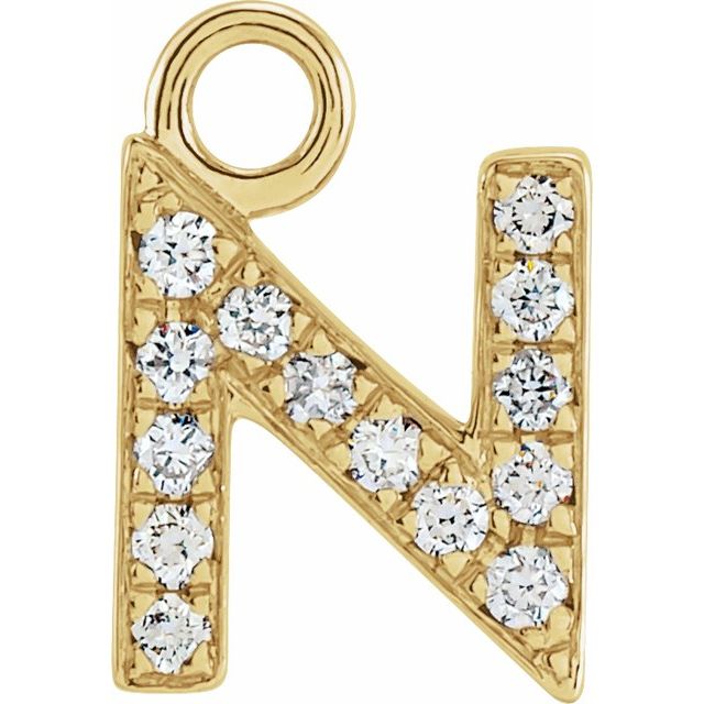 14K Yellow Or White Or Rose Gold Round I1, H+ Polished Natural Diamond Initial Dangle
