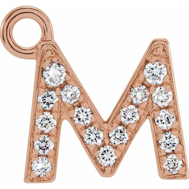 14K Yellow Or White Or Rose Gold Round I1, H+ Polished Natural Diamond Initial Dangle