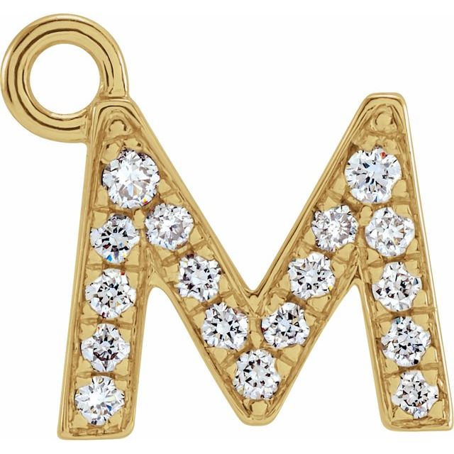 14K Yellow Or White Or Rose Gold Round I1, H+ Polished Natural Diamond Initial Dangle
