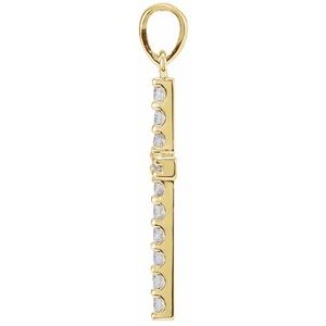 14K Yellow Gold Round 2.5Mm G-H Si1-Si2 Lab-Grown Diamond Cross Pendant