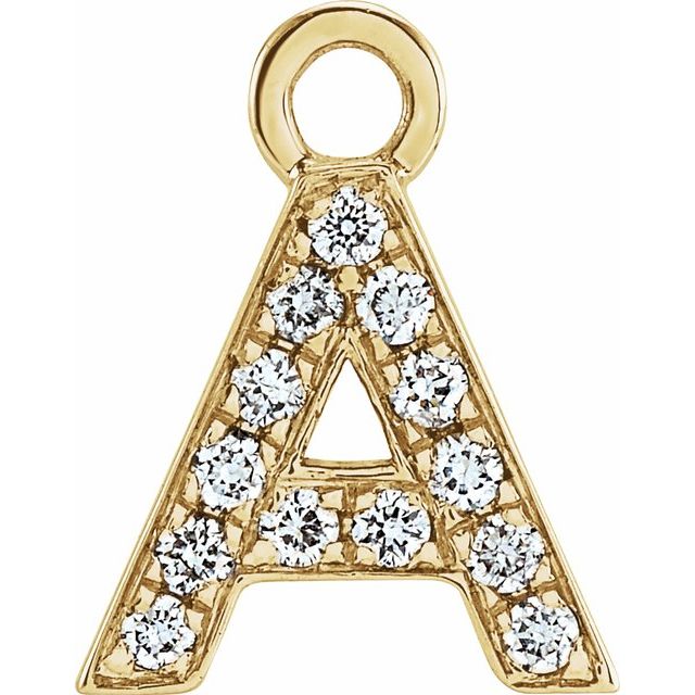 14K Yellow Or White Or Rose Gold Round I1, H+ Polished Natural Diamond Initial Dangle