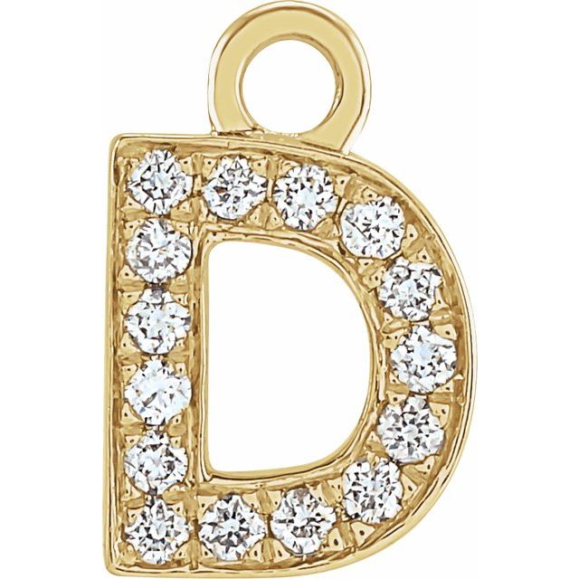 14K Yellow Or White Or Rose Gold Round I1, H+ Polished Natural Diamond Initial Dangle