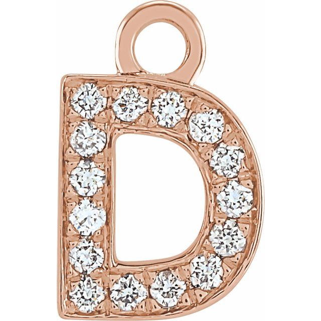 14K Yellow Or White Or Rose Gold Round I1, H+ Polished Natural Diamond Initial Dangle