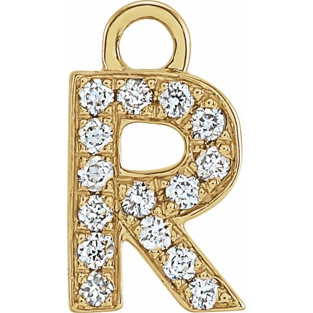 14K Yellow Or White Or Rose Gold Round I1, H+ Polished Natural Diamond Initial Dangle