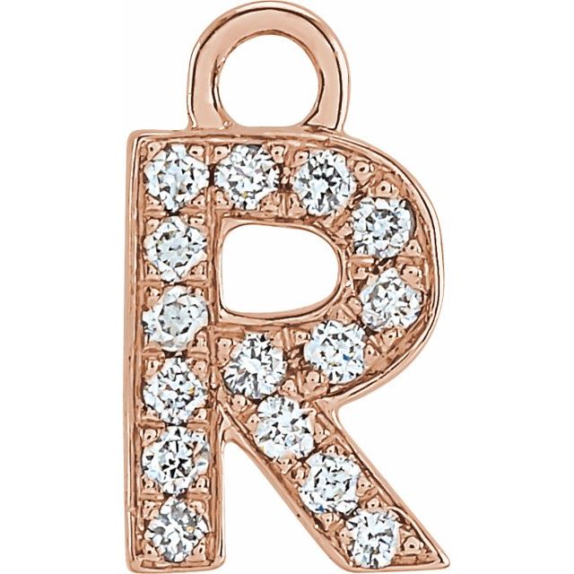 14K Yellow Or White Or Rose Gold Round I1, H+ Polished Natural Diamond Initial Dangle