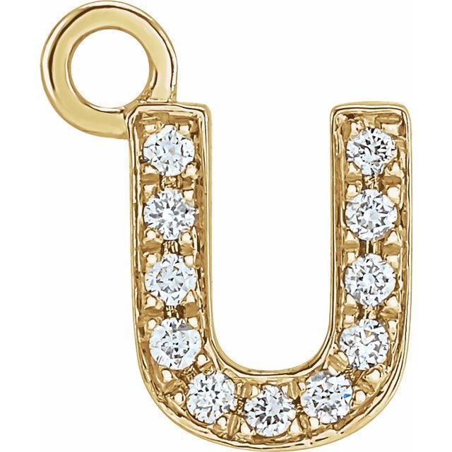 14K Yellow Or White Or Rose Gold Round I1, H+ Polished Natural Diamond Initial Dangle