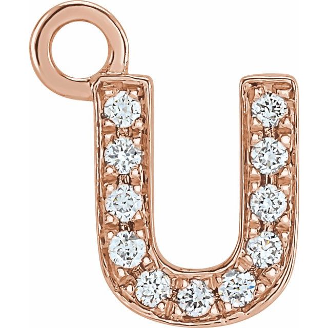 14K Yellow Or White Or Rose Gold Round I1, H+ Polished Natural Diamond Initial Dangle