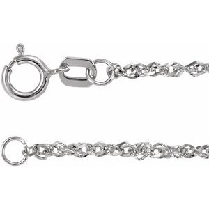 14K White Gold Diamond-Cut Singapore Chain, Length: 7 1/2 In, Width: 1.7 Mm