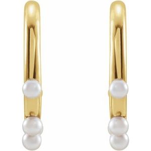 14K Yellow Gold Pearl 2 Mm Cultured Seed Pearl Hoop Earrings