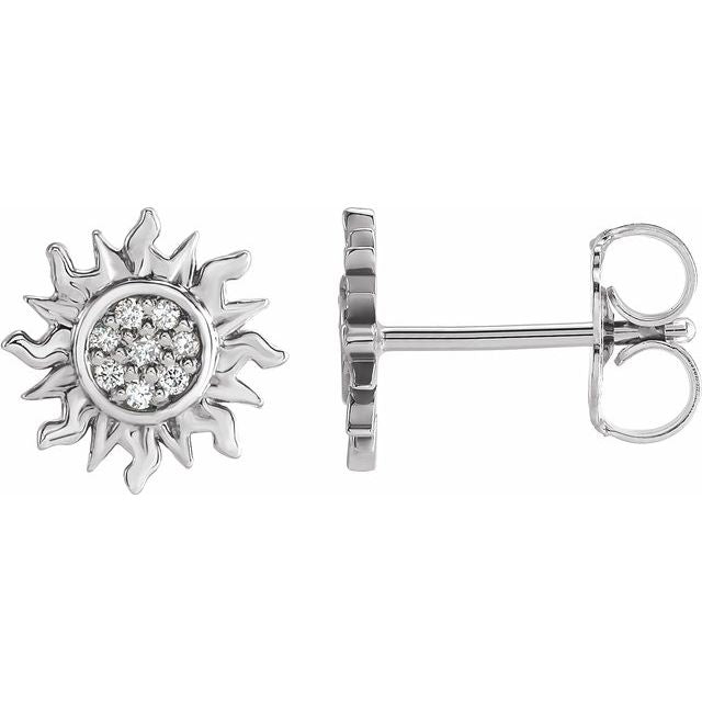 14K Yellow Or White Gold 1 Mm Round Friction Back Polished .04 Ctw Natural Diamond Sun Earring
