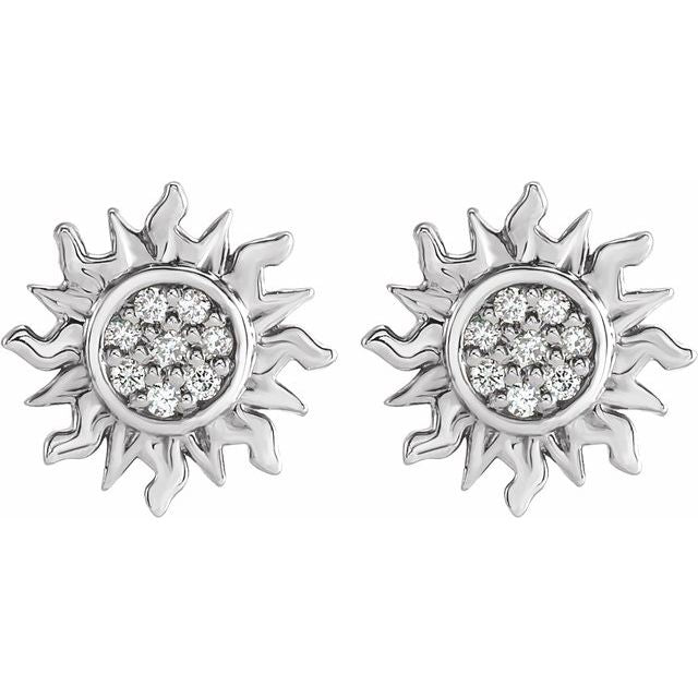 14K Yellow Or White Gold 1 Mm Round Friction Back Polished .04 Ctw Natural Diamond Sun Earring