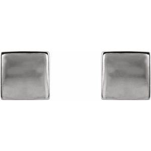 14K White Gold 4 X 4 Mm Pair Friction Backs Included Polished Cube Stud Earrings