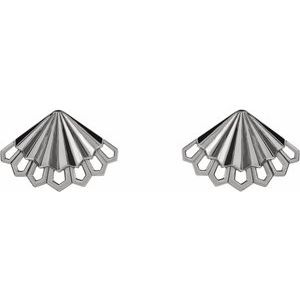 Sterling Silver 19.97 X 13.66 Mm Pair Friction Backs Included Polished Fan Shape Drop Earrings