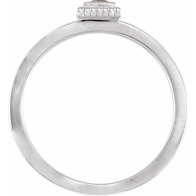 14K White Gold Square 3 X 3 Mm Polished Natural Amethyst Stackable Family Ring, Size 7