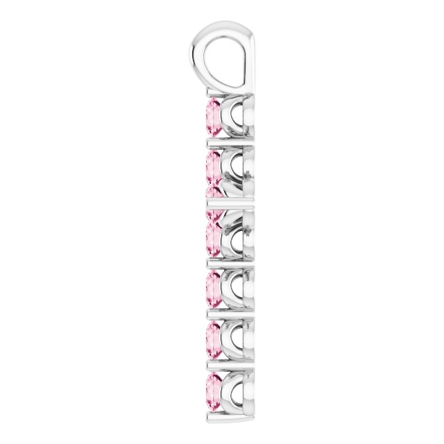 14K White Gold Round 2 Mm 18.4 X 10.8 Mm Polished Natural Pink Tourmaline Cross Pendant