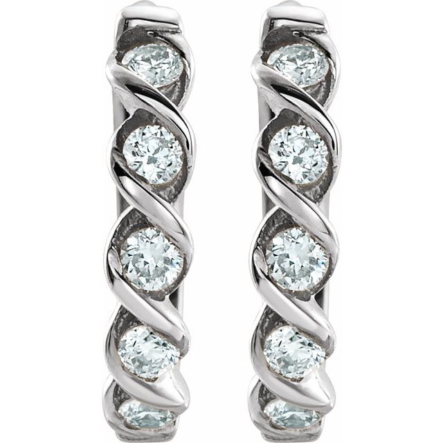 14K Yellow Or White Gold Round 9 Mm 1.75 Mm 1.3Mm I1, H+ Pair Hinged Polished 1/10 Ctw Natural Diamond Hoop Earrings