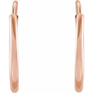 14K Rose Gold Pair Endless Flexible Tube Hoop Earrings, Length: 12 Mm, Thickness: 1 Mm
