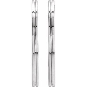 14K White Gold Pair Hoop Earrings, Length: 20 Mm, Thickness: 1.5 Mm