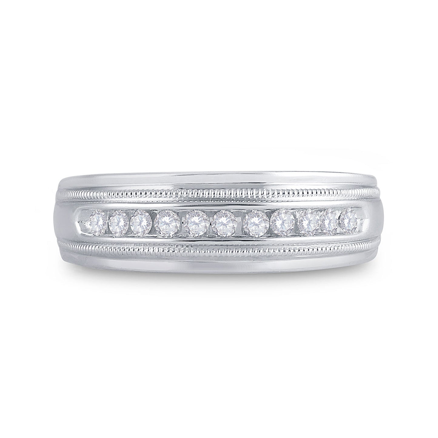 10K Yellow Or White Gold Mens Round Diamond Wedding Single Row Band Ring 1/4 Cttw, Mens Size: 7-13