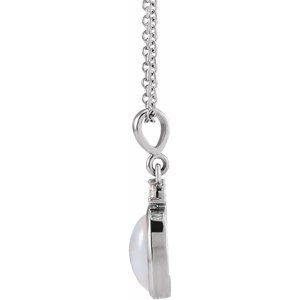 14K Yellow Or White Or Rose Gold Or Sterling Silver 6x4 mm 16-18" Bezel-Set Cabochon Necklace