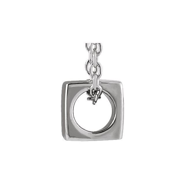 14K White Gold 5 X 5 Mm 18 In Polished Cube Necklace