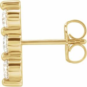 14K Yellow Gold Round 3 Mm 1/4 Ctw Natural Diamond Drop Earring