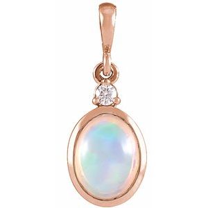 14K Rose Gold 6x4 mm .015 CT Natural Diamond Pendant