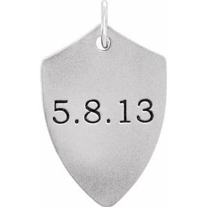 Sterling Silver 22.4 X 14.1 Mm Polished Engravable Shield Pendant