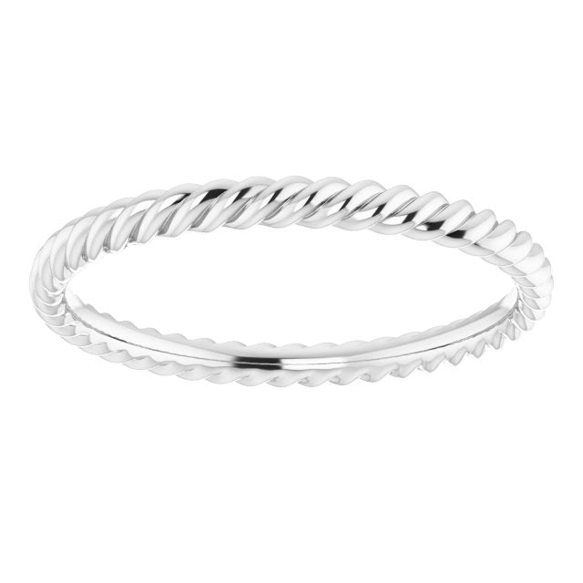 14K Yellow Or White Or Rose Gold Or Sterling Silver Or Platinum Polished Skinny Rope Standard-Fit Band,