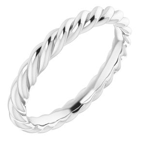 14K Yellow Or White Or Rose Gold Or Sterling Silver 3 mm Skinny Rope Band