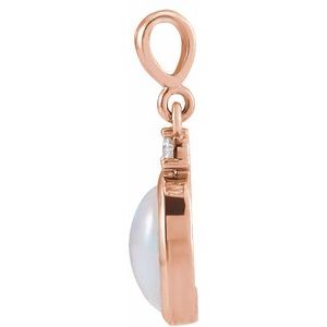 14K Rose Gold 6x4 mm .015 CT Natural Diamond Pendant