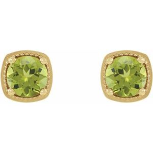 14K Yellow Gold Round 5 Mm Natural Peridot Earrings