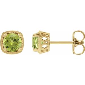 14K Yellow Gold Round 5 Mm Natural Peridot Earrings