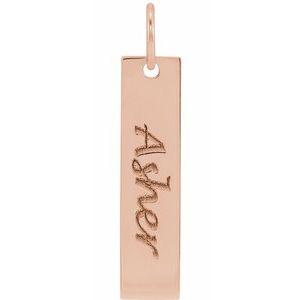 18K Rose Gold-Plated Sterling Silver 20 X 5 Mm Polished Bar Pendant